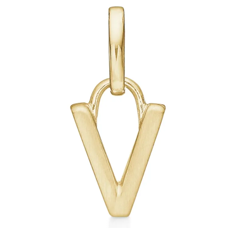 Støvring Design letter v hanger in verguld sterlingzilver