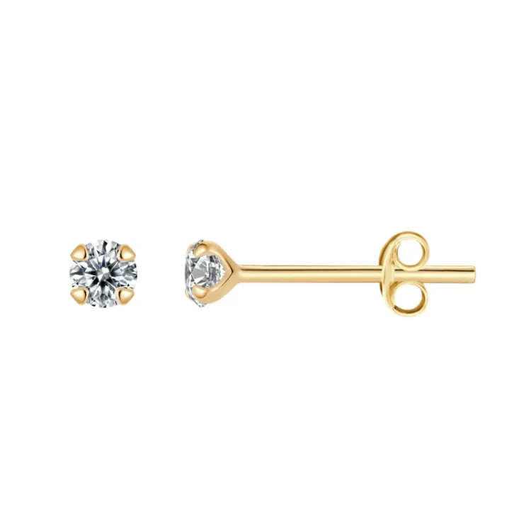 3 mm Støvring Design oorbellen in verguld sterlingzilver witte zirkoon