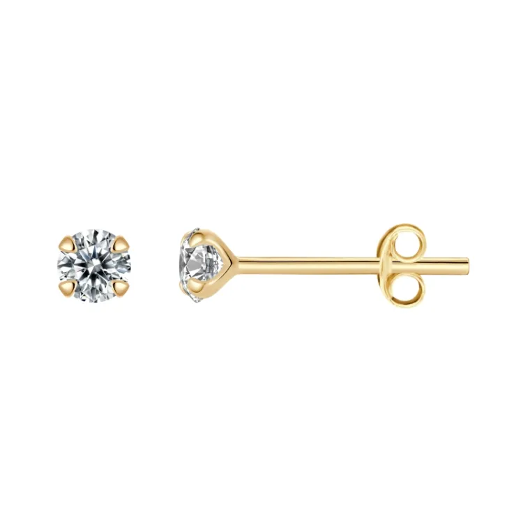 4 mm Støvring Design oorbellen in verguld sterlingzilver witte zirkoon