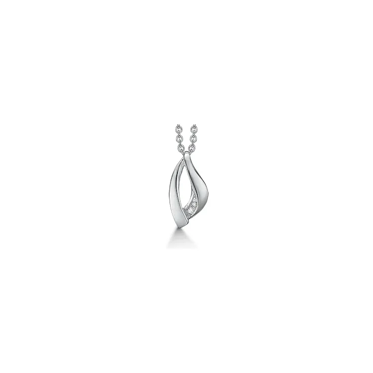Støvring Design witte zirkoon ketting met hanger in gerodineerd zilver witte zirkonen