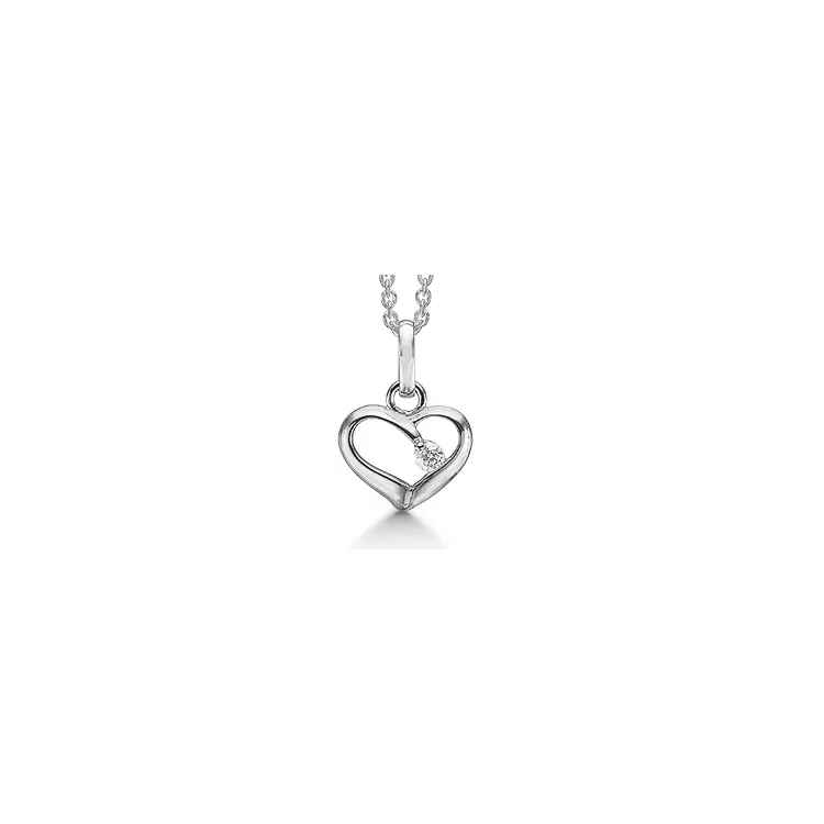 Støvring Design hart hanger met ketting in gerodineerd zilver witte zirkoon