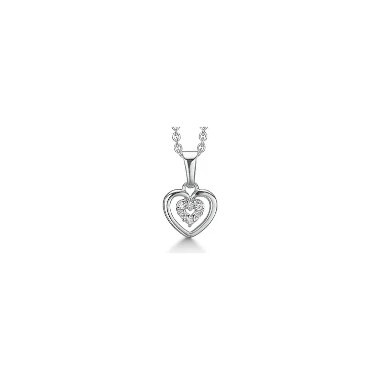 Støvring Design hart ketting met hanger in gerodineerd zilver witte zirkoon
