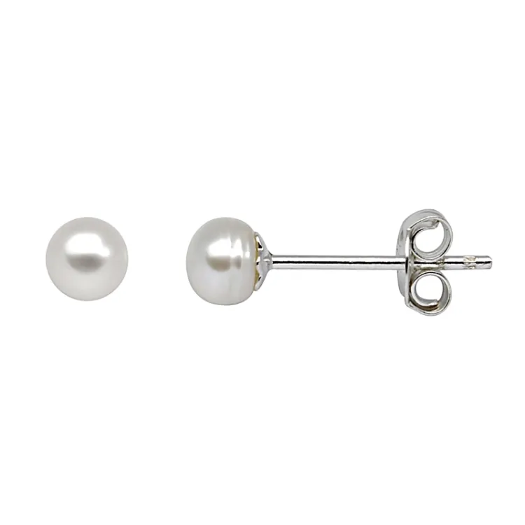 4 mm Støvring Design witte parel oorbellen in zilver