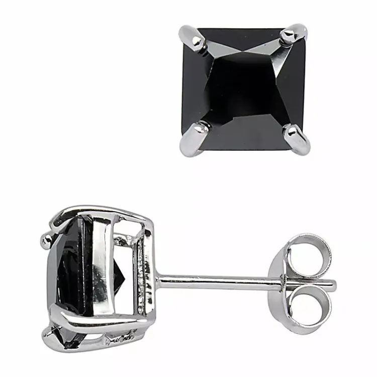 7 mm Støvring Design oorbellen in zilver zwart zirkoon