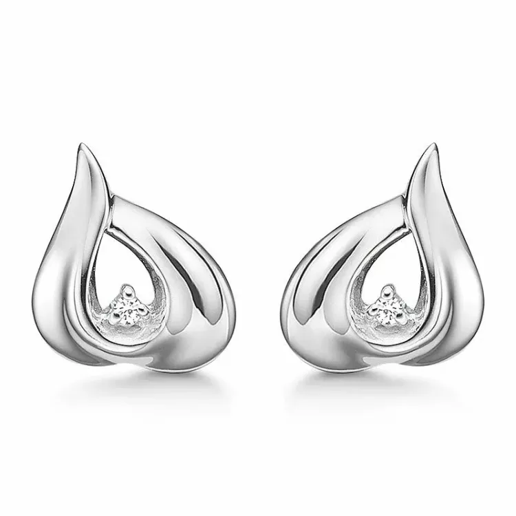 Støvring Design oorbellen in zilver witte zirkoon