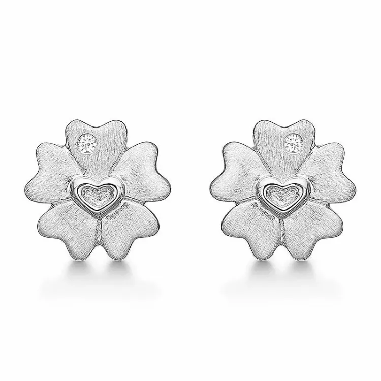 Støvring Design oorbellen in zilver witte zirkoon