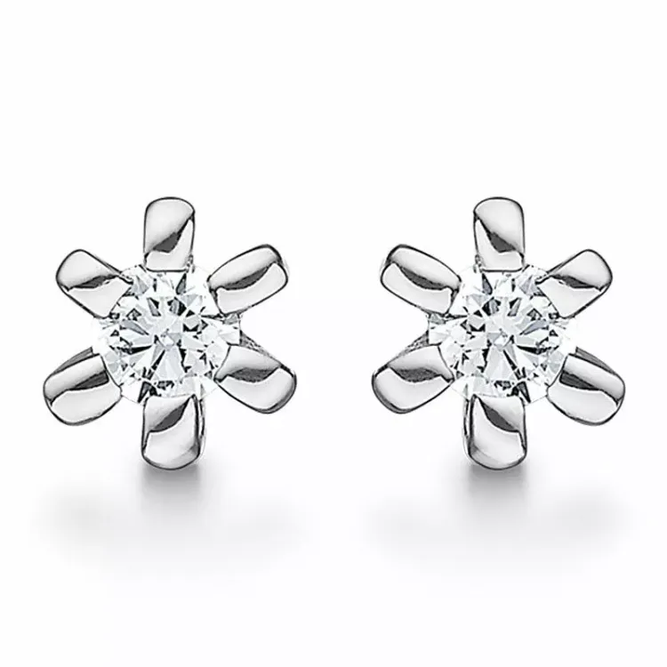Støvring Design oorbellen in zilver witte zirkoon