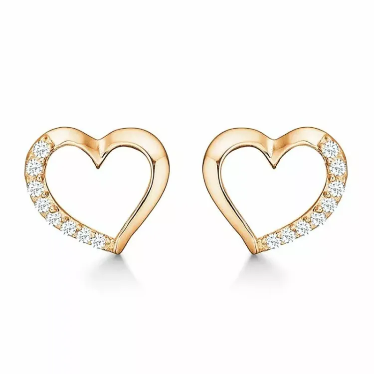 Støvring Design hart oorbellen in verguld sterlingzilver witte zirkoon