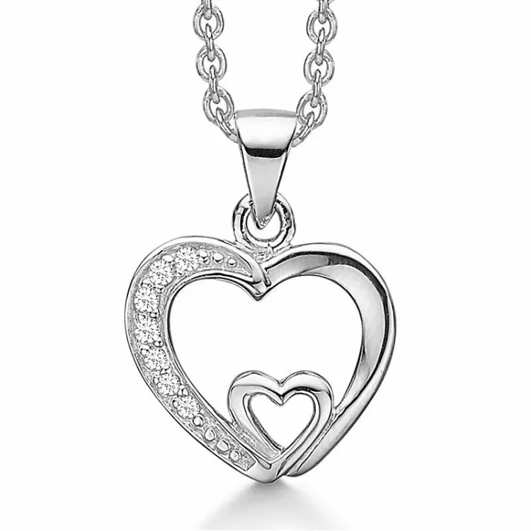 Støvring Design ketting met hanger in zilver witte zirkoon