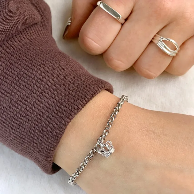 Siersbøl kroon armband in zilver