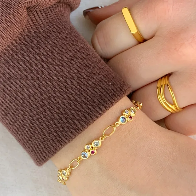 Siersbøl armband in verguld sterlingzilver veelkleurig zirkoon