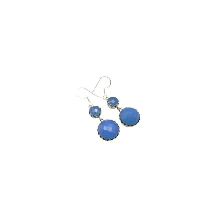 Groot blauwe oorbellen in zilver