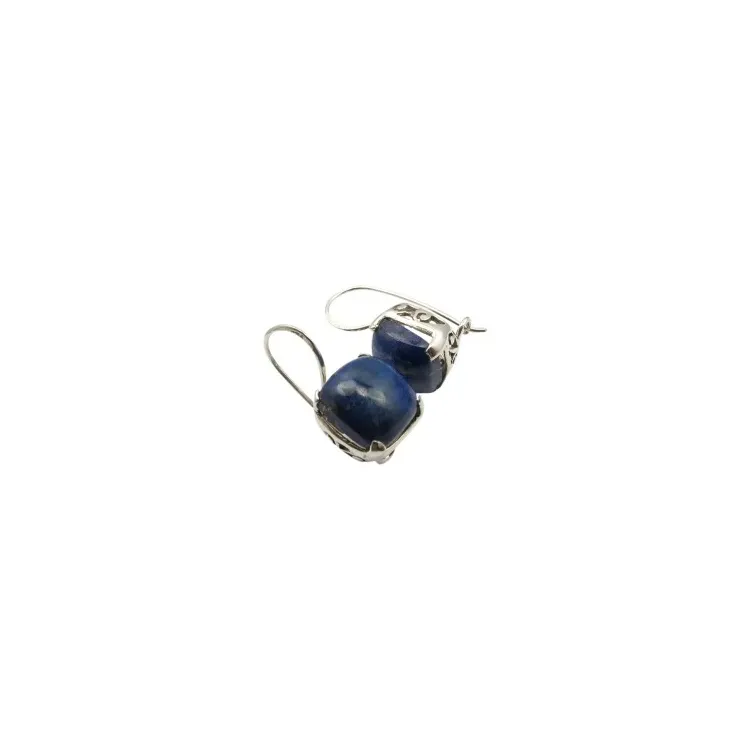 vierkant blauwe oorbellen in zilver