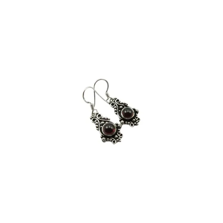 Hangers abstract granaat oorbellen in geoxideerd sterlingzilver