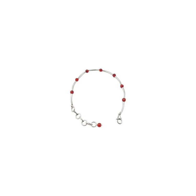 Rond rode armband in zilver