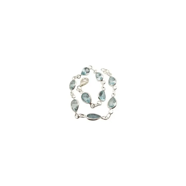druppel blauwe topaas armband in zilver