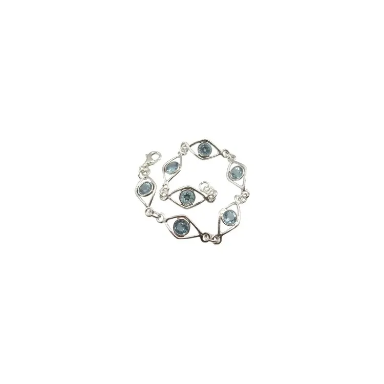 Vierkant blauwe topaas armband in zilver