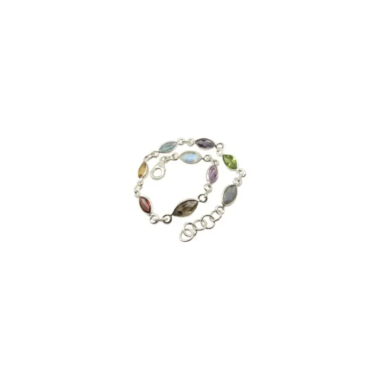 Ovaal veelkleurig armband in zilver