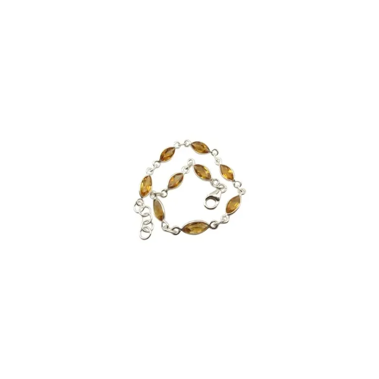 Ovaal citrien armband in zilver