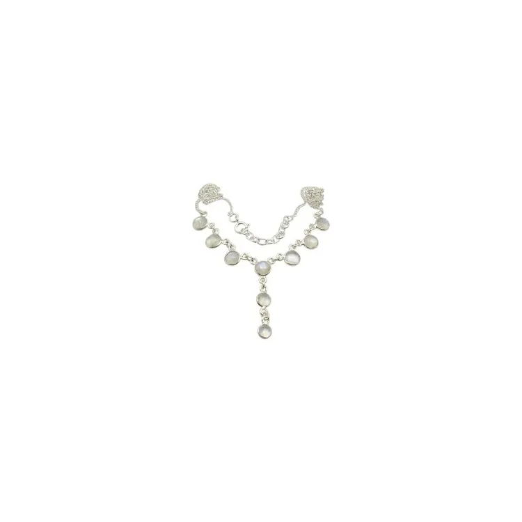 Rond witte maansteen ketting in zilver