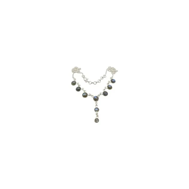 Rond veelkleurig ketting in zilver