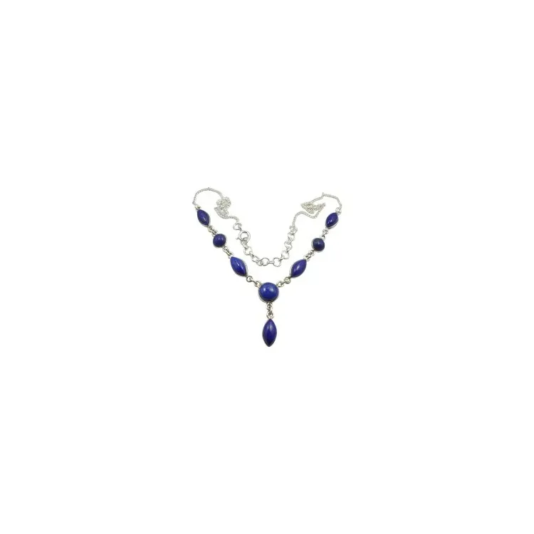 blauwe ketting in zilver