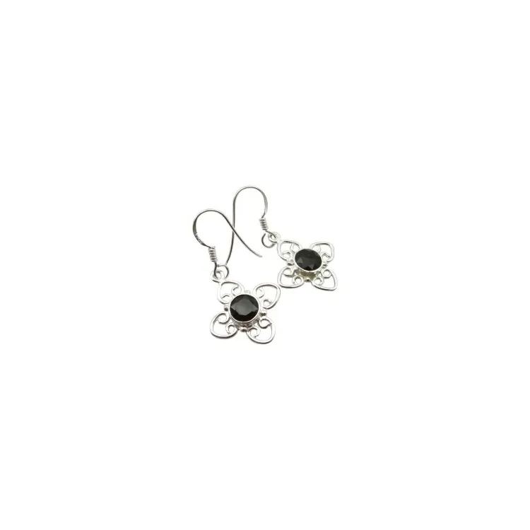 Zwart onyx oorbellen in zilver