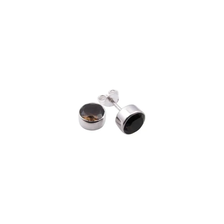 Rond kwarts oorbellen in zilver