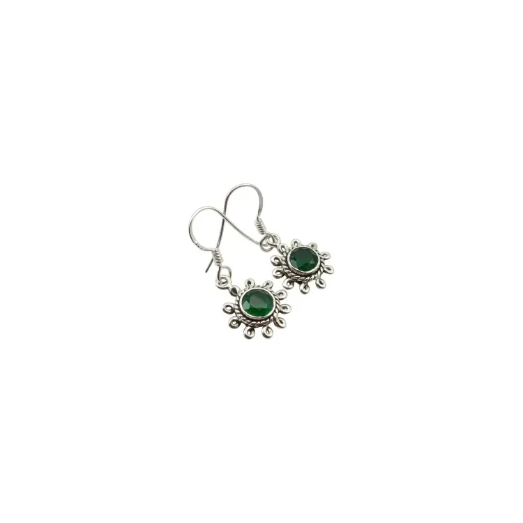 Groene onyx oorbellen in geoxideerd sterlingzilver