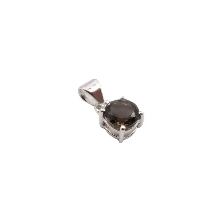 Rond kwarts hanger in zilver