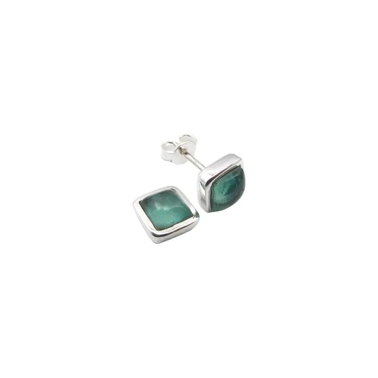8 x 8 mm vierkant oorbellen in zilver