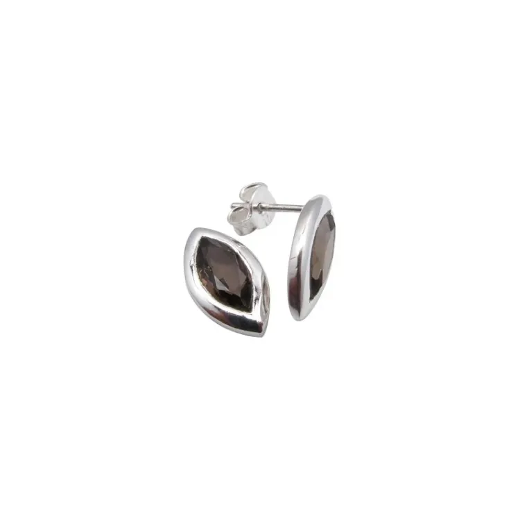 Kwarts oorsteker in zilver