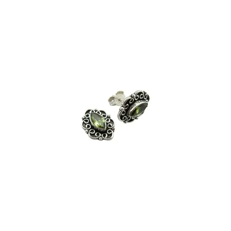 peridoot oorbellen in geoxideerd sterlingzilver