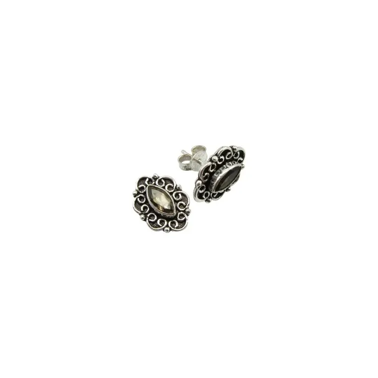 kwarts oorbellen in geoxideerd sterlingzilver