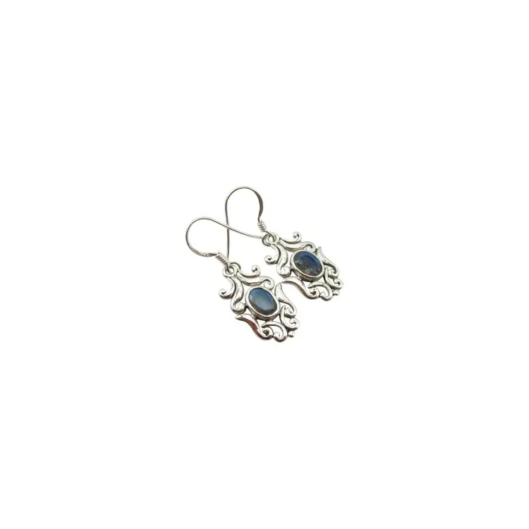 blauwe oorbellen in zilver