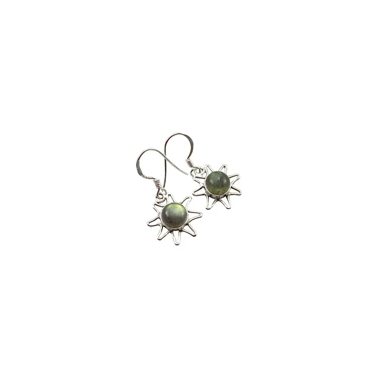 Zon groene oorbellen in zilver