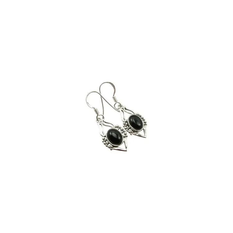 Echt zwart onyx oorbellen in geoxideerd sterlingzilver