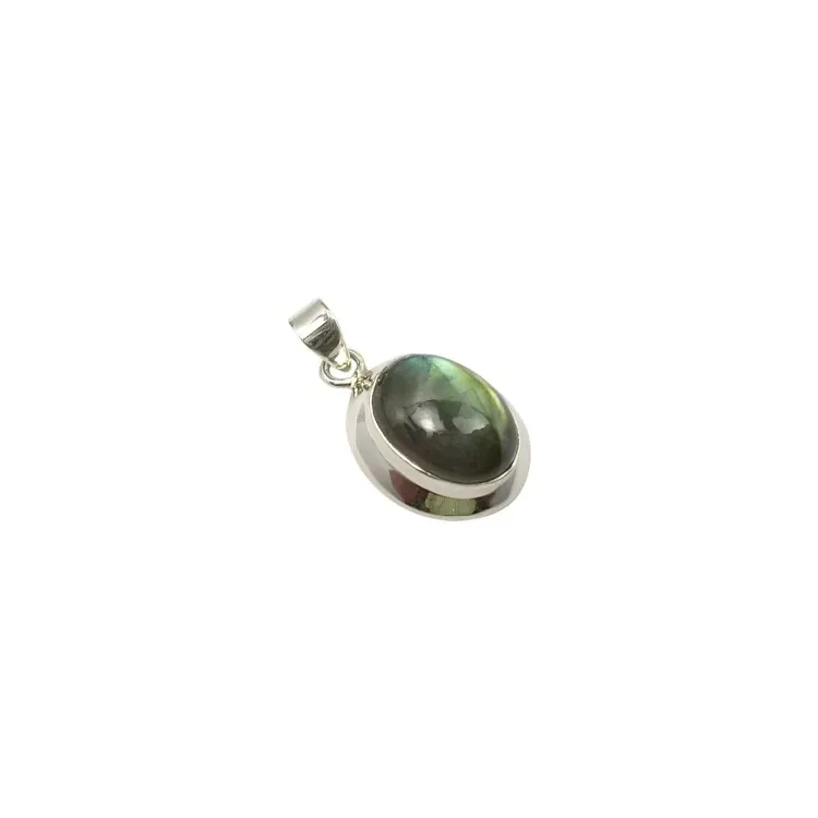 Ovaal blauwe hanger in zilver