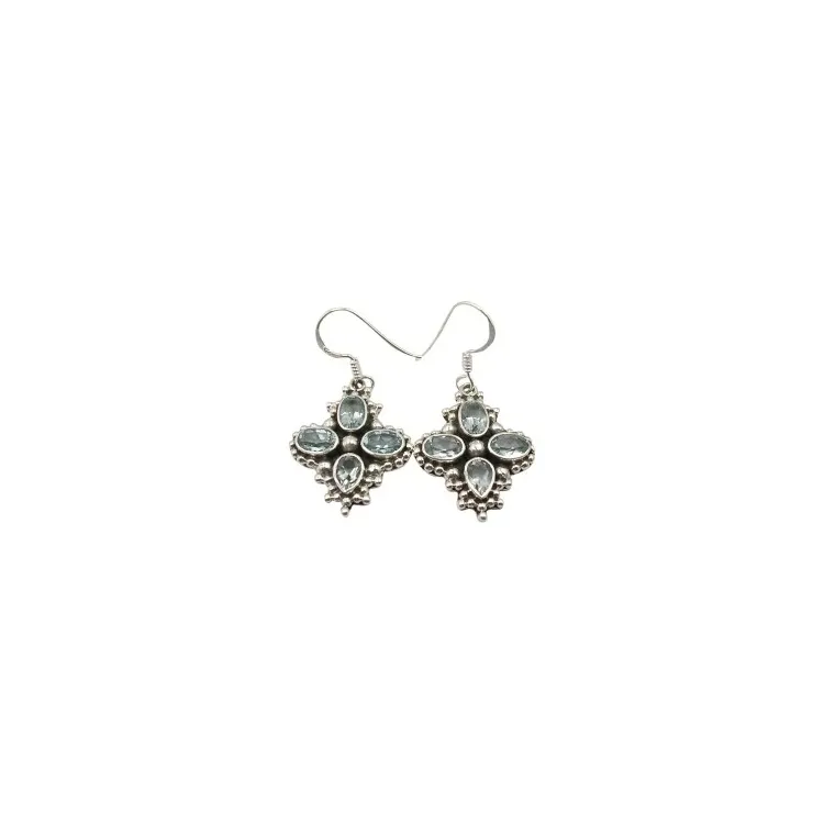 topaas oorbellen in geoxideerd sterlingzilver