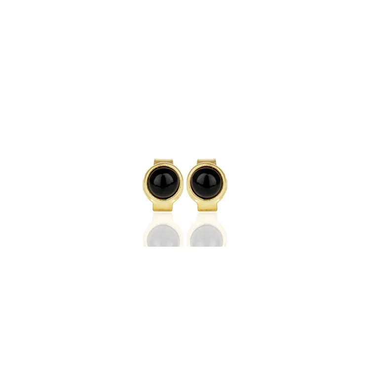 Klein onyx oorbellen in verguld sterlingzilver