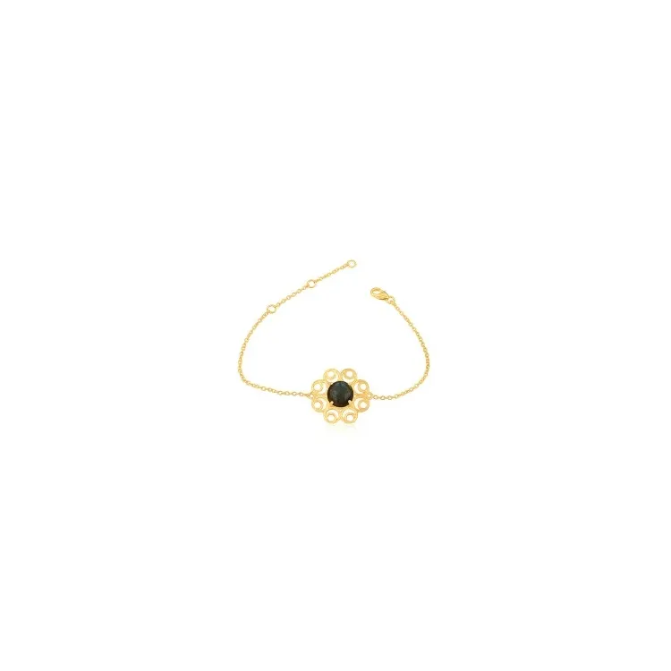 bloem armband in verguld sterlingzilver met hanger in verguld