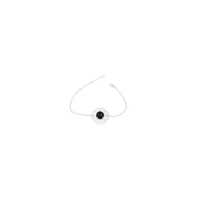 bloem armband in zilver met hanger in zilver