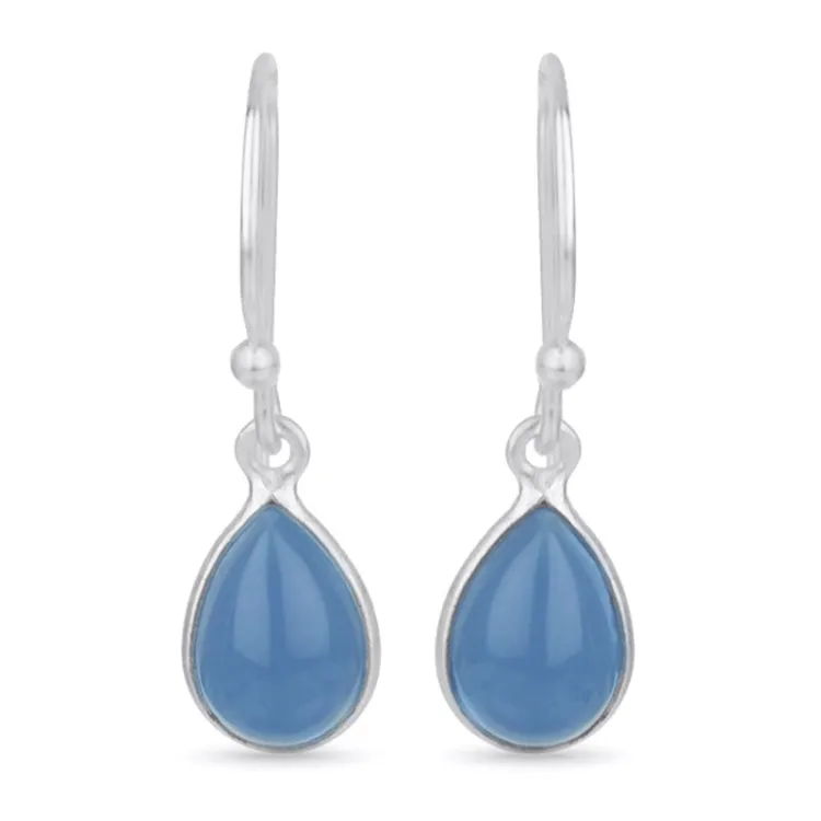 druppelvormig blauwe caledoniet oorbellen in zilver - Loom Stones