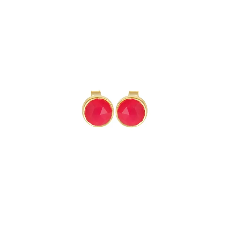 Rond pink oorbellen in verguld sterlingzilver