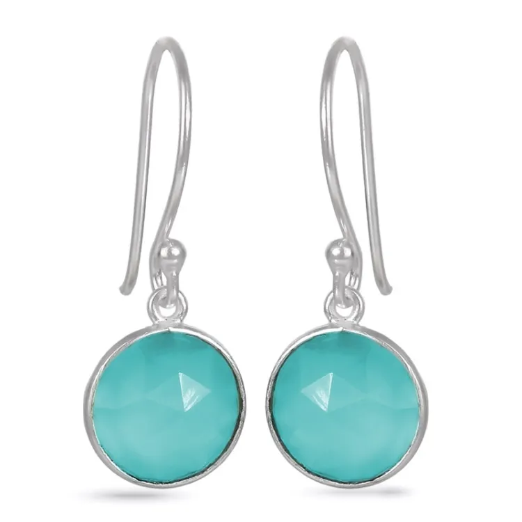 rond turkoois caledoniet oorbellen in zilver - Loom Stones