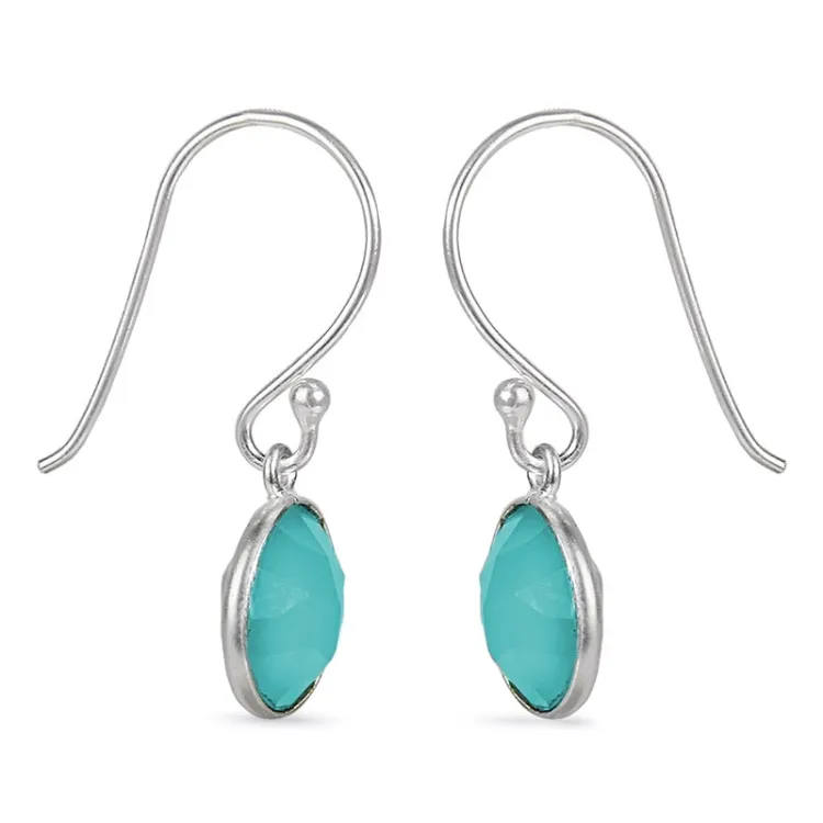 rond turkoois caledoniet oorbellen in zilver - Loom Stones