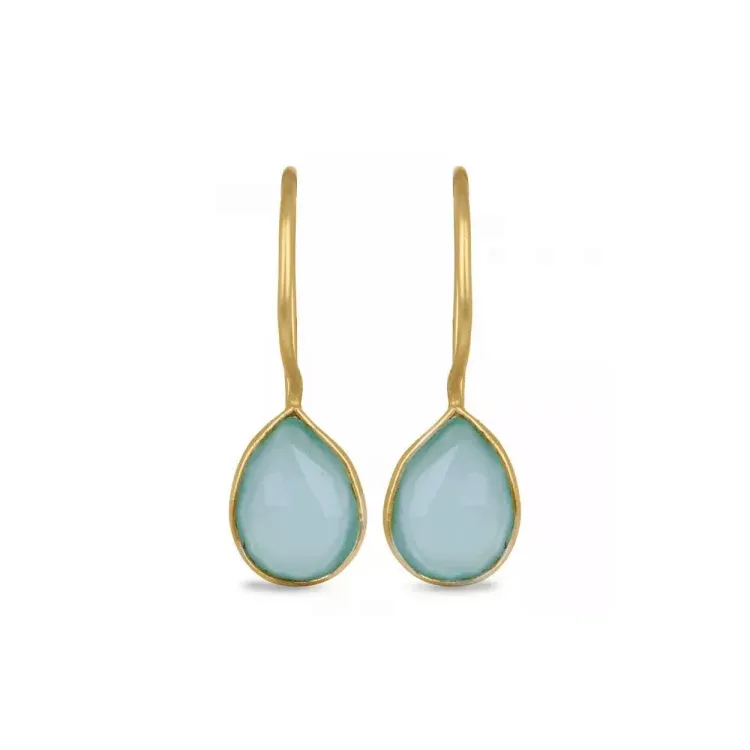 mintgroen caledoniet oorbellen in verguld sterlingzilver - Loom Stones