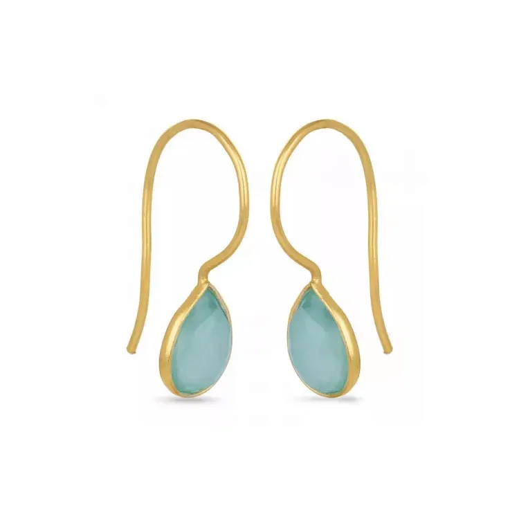 mintgroen caledoniet oorbellen in verguld sterlingzilver - Loom Stones