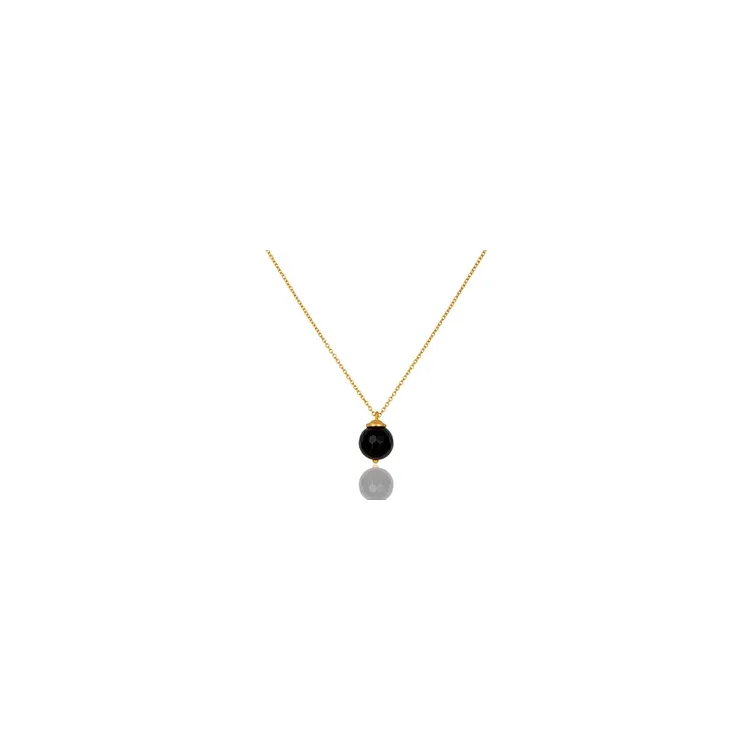 Rond onyx ketting in verguld sterlingzilver met hanger in verguld sterlingzilver