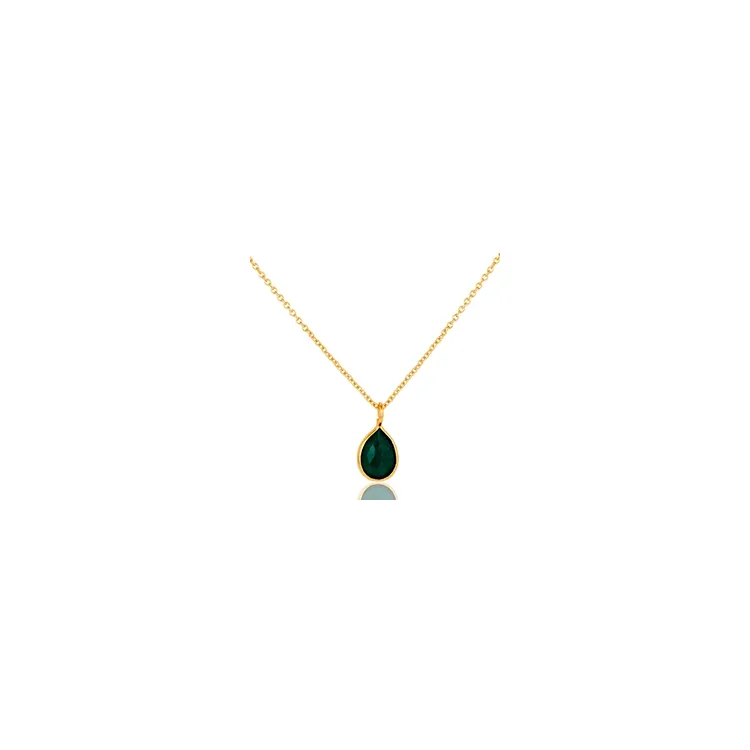 Druppel onyx ketting in verguld sterlingzilver met hanger in verguld sterlingzilver